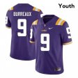 Purple Joe Burrow Burreaux #9 LSU Tigers SEC Youth NCAA Official Football Jersey -Hot Sale