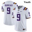 White Joe Burrow Burreaux #9 LSU Tigers SEC Youth NCAA Official Football Jersey -Hot Sale