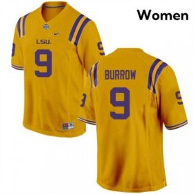 Gold Joe Burrow #9 LSU Tigers Women High School Classic Football Jersey -Hot Sale