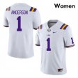 White Aaron Anderson #1 LSU Tigers SEC Women High School Classic Football Jersey -Hot Sale