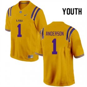 Gold Aaron Anderson #1 LSU Tigers Youth NCAA Official Football Jersey -Hot Sale