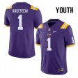 Purple Aaron Anderson #1 LSU Tigers SEC Youth NCAA Official Football Jersey -Hot Sale