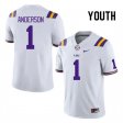 White Aaron Anderson #1 LSU Tigers SEC Youth NCAA Official Football Jersey -Hot Sale