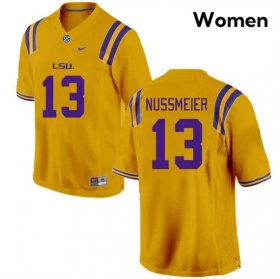 Gold Garrett Nussmeier #13 LSU Tigers Women High School Classic Football Jersey -Hot Sale