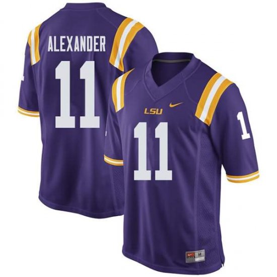 Purple Terrence Alexander #11 LSU Tigers Men College Alumni Football Jersey -Hot Sale