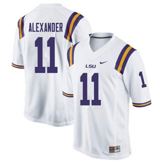 White Terrence Alexander #11 LSU Tigers Men High School Classic Football Jersey -Hot Sale