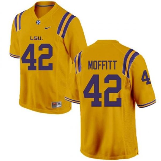 Gold Aaron Moffitt #42 LSU Tigers Men NCAA Official Football Jersey -Hot Sale