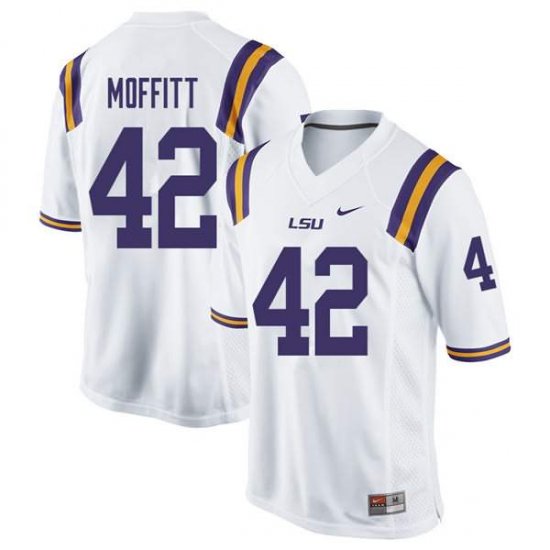 White Aaron Moffitt #42 LSU Tigers Men High School Classic Football Jersey -Hot Sale