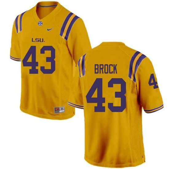 Gold Matt Brock #43 LSU Tigers Men College Alumni Football Jersey -Hot Sale