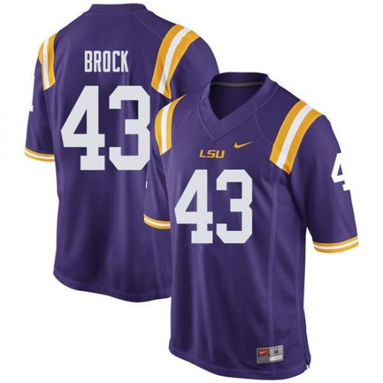 Purple Matt Brock #43 LSU Tigers Men High School Classic Football Jersey -Hot Sale