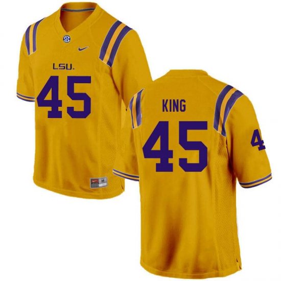 Gold Stephen King #45 LSU Tigers Men College Alumni Football Jersey -Hot Sale