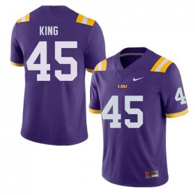 Purple Stephen King #45 LSU Tigers Men High School Classic Football Jersey -Hot Sale