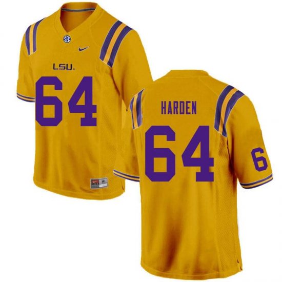 Gold Austin Harden #64 LSU Tigers Men High School Classic Football Jersey -Hot Sale