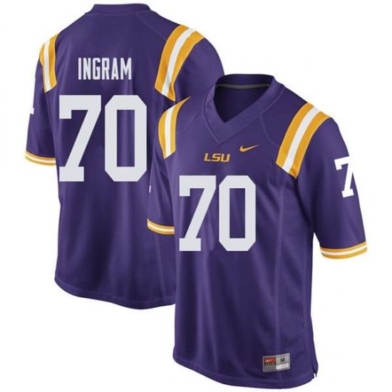 Purple Ed Ingram #70 LSU Tigers Men College Alumni Football Jersey -Hot Sale