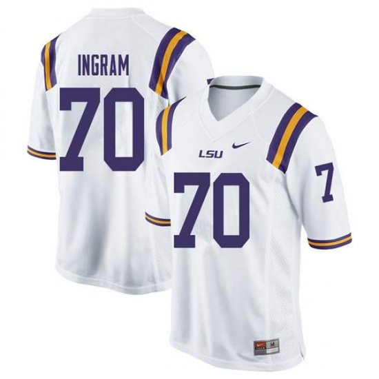 White Ed Ingram #70 LSU Tigers Men High School Classic Football Jersey -Hot Sale