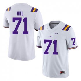 White Xavier Hill #71 LSU Tigers Men NCAA Official Football Jersey -Hot Sale