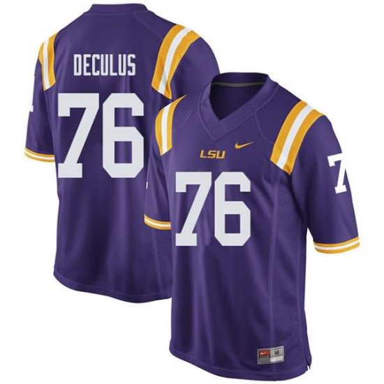 Purple Austin Deculus #76 LSU Tigers Men NCAA Official Football Jersey -Hot Sale