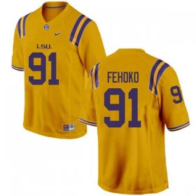 Gold Breiden Fehoko #91 LSU Tigers Men College Alumni Football Jersey -Hot Sale