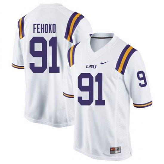 White Breiden Fehoko #91 LSU Tigers Men NCAA Official Football Jersey -Hot Sale