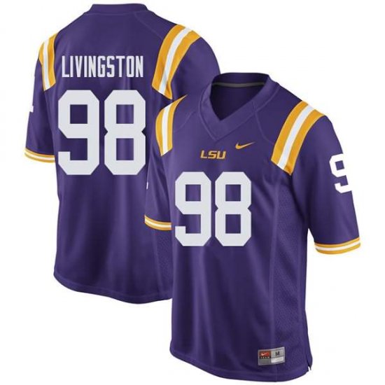 Purple Dominic Livingston #98 LSU Tigers Men College Alumni Football Jersey -Hot Sale