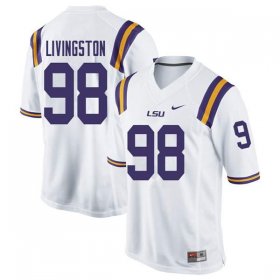 White Dominic Livingston #98 LSU Tigers Men High School Classic Football Jersey -Hot Sale