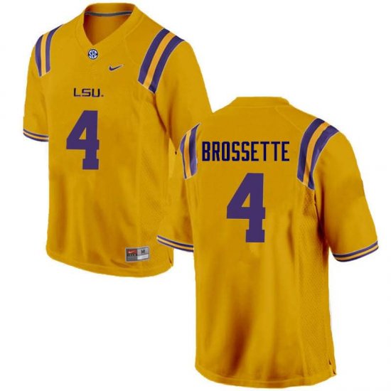 Gold Nick Brossette #4 LSU Tigers Men High School Classic Football Jersey -Hot Sale