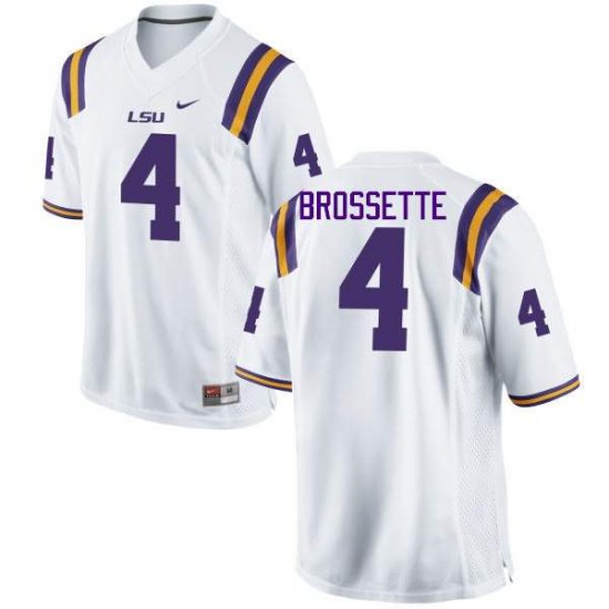 White Nick Brossette #4 LSU Tigers Men High School Classic Football Jersey -Hot Sale