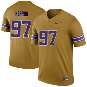 Gold Frank Herron #97 LSU Tigers Legend Men College Alumni Football Jersey -Hot Sale