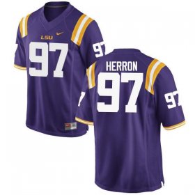 Purple Frank Herron #97 LSU Tigers Men High School Classic Football Jersey -Hot Sale