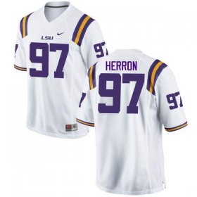 White Frank Herron #97 LSU Tigers Men NCAA Official Football Jersey -Hot Sale