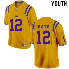 Gold Tre Bradford #12 LSU Tigers Youth NCAA Official Football Jersey -Hot Sale