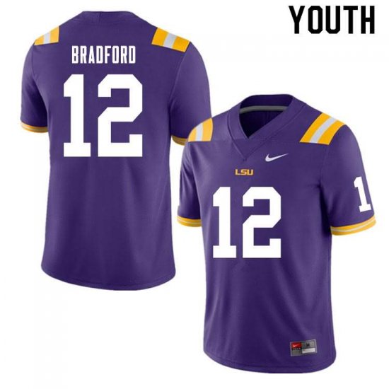 Purple Tre Bradford #12 LSU Tigers Youth College Alumni Football Jersey -Hot Sale