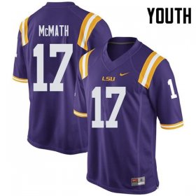 Purple Racey McMath #17 LSU Tigers Youth NCAA Official Football Jersey -Hot Sale