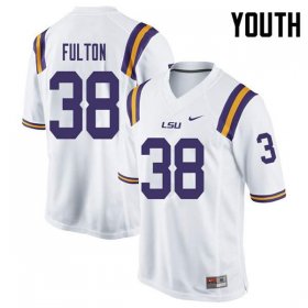 White Keith Fulton #38 LSU Tigers Youth NCAA Official Football Jersey -Hot Sale