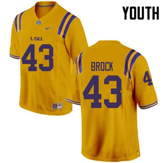 Gold Matt Brock #43 LSU Tigers Youth College Alumni Football Jersey -Hot Sale