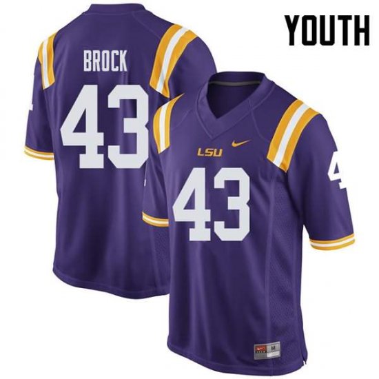 Purple Matt Brock #43 LSU Tigers Youth High School Classic Football Jersey -Hot Sale