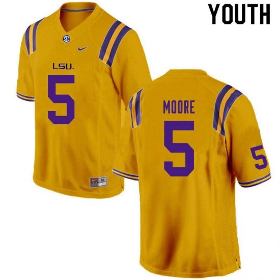 Gold Koy Moore #5 LSU Tigers Youth High School Classic Football Jersey -Hot Sale