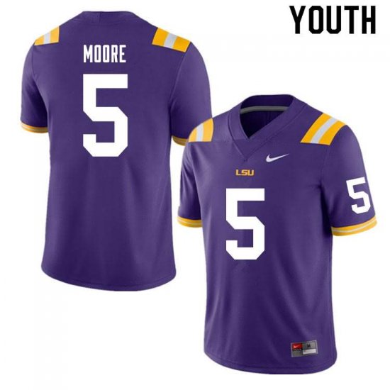 Purple Koy Moore #5 LSU Tigers Youth NCAA Official Football Jersey -Hot Sale