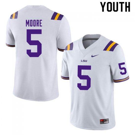 White Koy Moore #5 LSU Tigers Youth College Alumni Football Jersey -Hot Sale