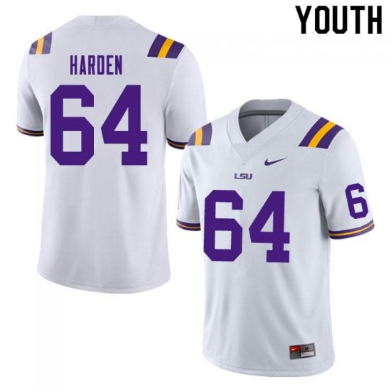 White Austin Harden #64 LSU Tigers Youth College Alumni Football Jersey -Hot Sale