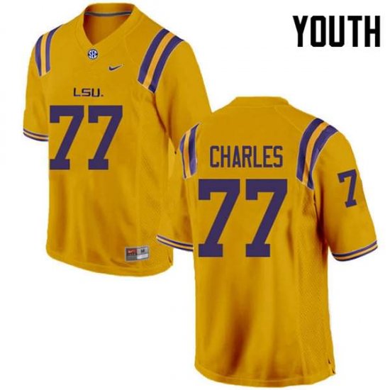 Gold Saahdiq Charles #77 LSU Tigers Youth College Alumni Football Jersey -Hot Sale