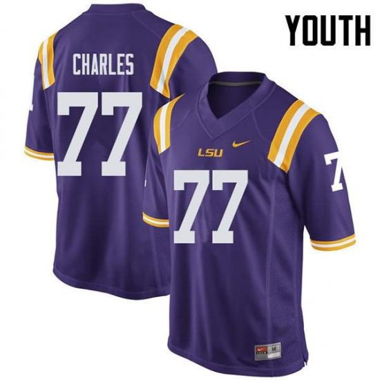 Purple Saahdiq Charles #77 LSU Tigers Youth High School Classic Football Jersey -Hot Sale