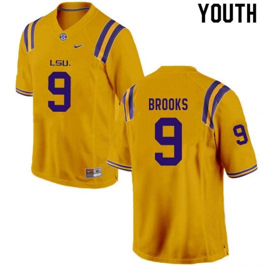 Gold Marcel Brooks #9 LSU Tigers Youth High School Classic Football Jersey -Hot Sale