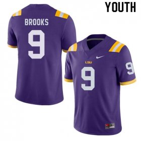 Purple Marcel Brooks #9 LSU Tigers Youth NCAA Official Football Jersey -Hot Sale