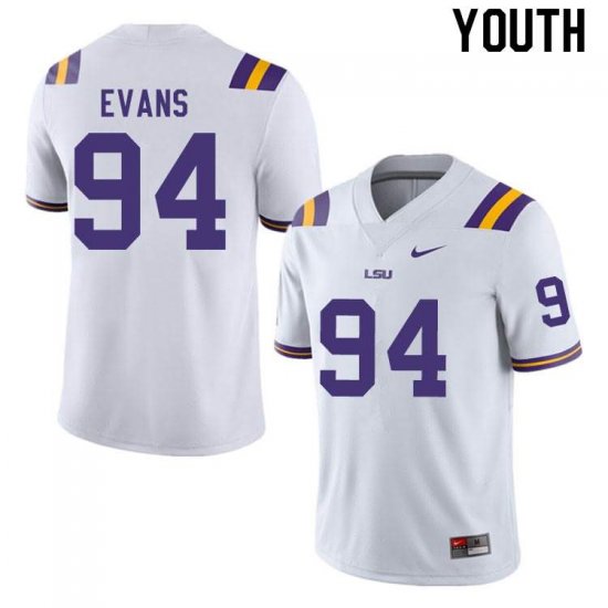 White Joseph Evans #94 LSU Tigers Youth College Alumni Football Jersey -Hot Sale