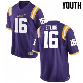 Purple Danny Etling #16 LSU Tigers Youth High School Classic Football Jersey -Hot Sale