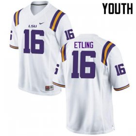 White Danny Etling #16 LSU Tigers Youth NCAA Official Football Jersey -Hot Sale