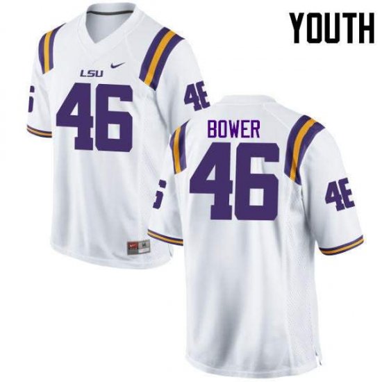 White Tashawn Bower #46 LSU Tigers Youth High School Classic Football Jersey -Hot Sale