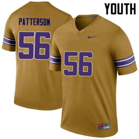 Gold M.J. Patterson #56 LSU Tigers Legend Youth College Alumni Football Jersey -Hot Sale