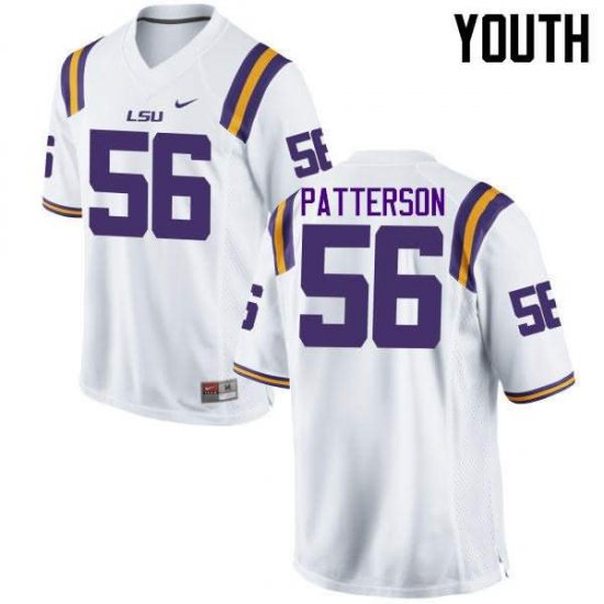 White M.J. Patterson #56 LSU Tigers Youth NCAA Official Football Jersey -Hot Sale